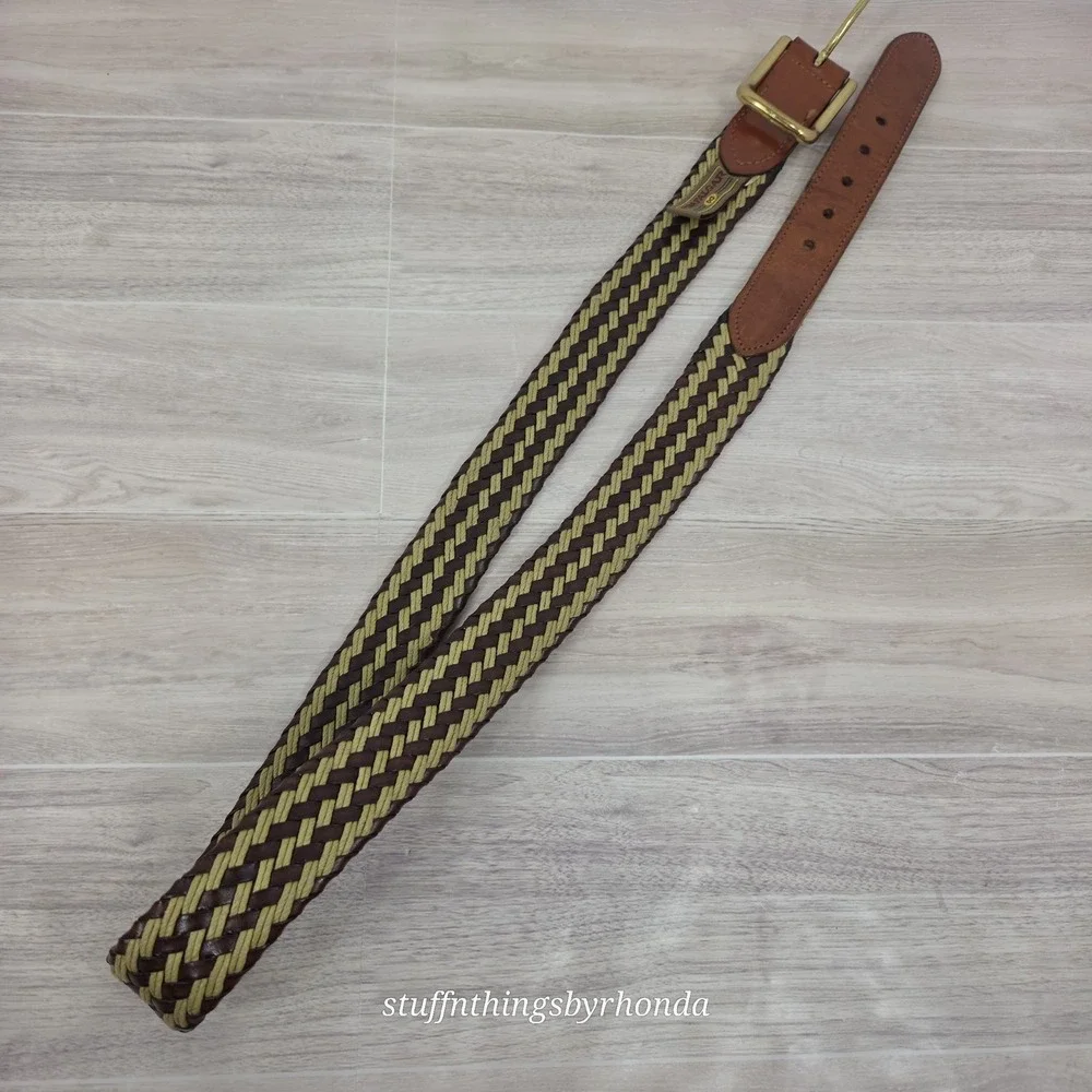 Trafalgar Braided‎ Leather/Rope Dress Belt Brown Brass Buckle Men's Size 36